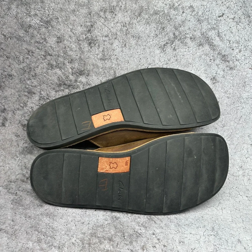 Clarks Lynton Slide Sandals Mens 12 Tan Leather Casual Comfort Summer Shoes